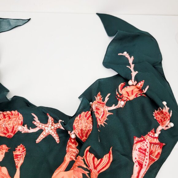 Clio Peppiatt - + The Vanguard Mermaid Embellished Printed Crepe De Chine Scarf - Picture 8 of 9